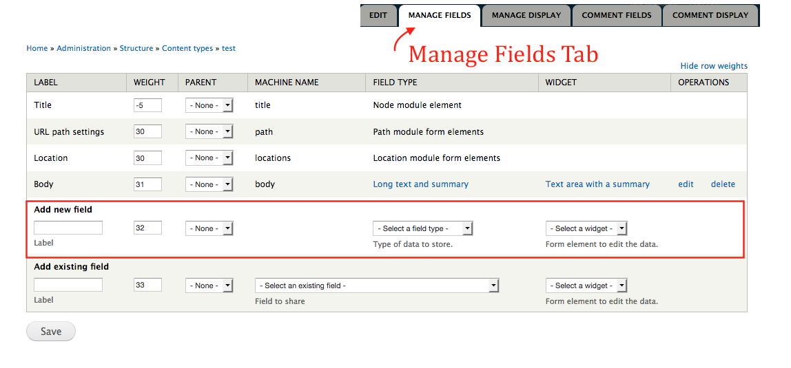 Add A Field To A Content Type | Nodes, Content Types And Fields ...